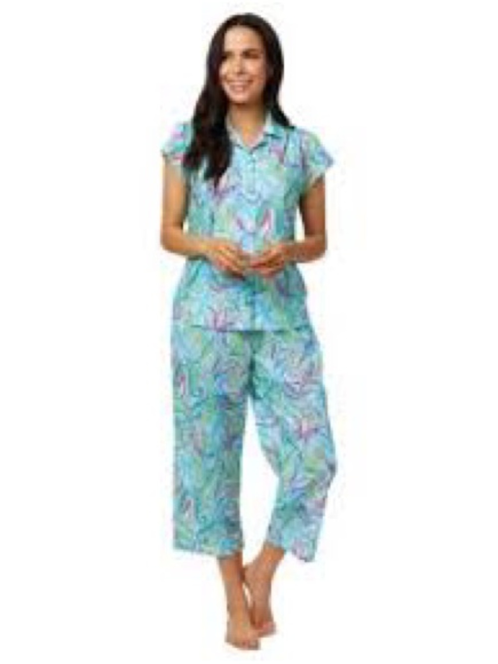 Cat’s Pajama Day Tripper Women's Pajamas - Cropped Pants and Short Sleeves